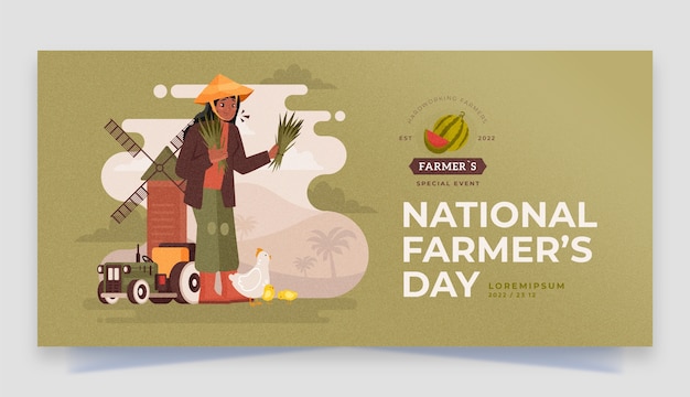 Bezpłatny wektor płaski szablon transparentu świętowania dnia rolnika