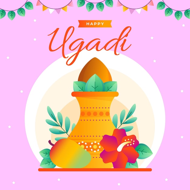 Płaski Szczęśliwy Ilustracja Ugadi