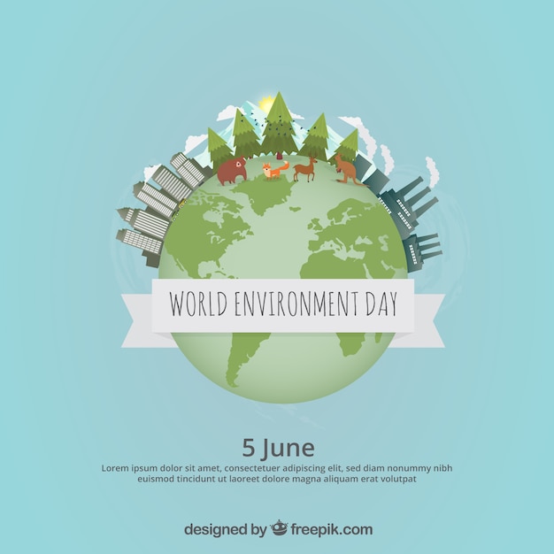 Płaski Tło Na Dzień świat środowiska