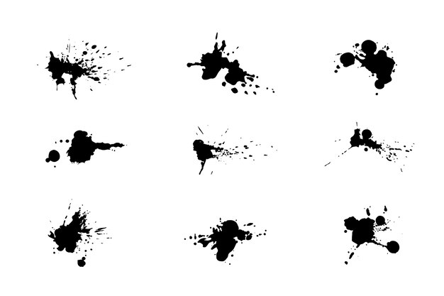 Bezpłatny wektor płaski zestaw elementów rozpryskowego atramentu
