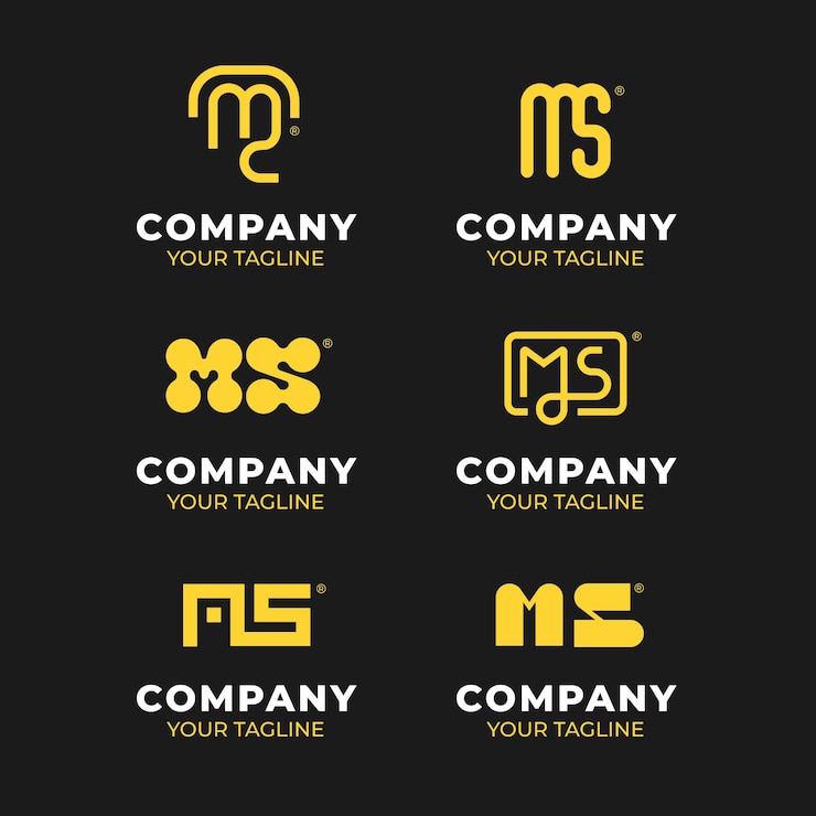 Bezpłatny plik Wektor płaski zestaw logo ms
