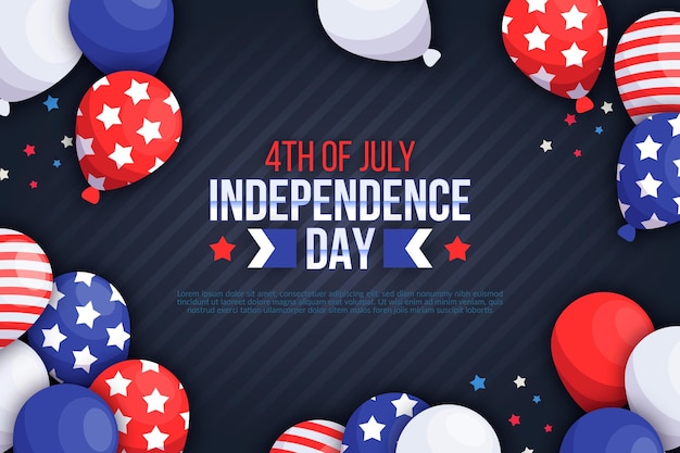 Płaskie 4 lipca dzień niepodległości balony tło