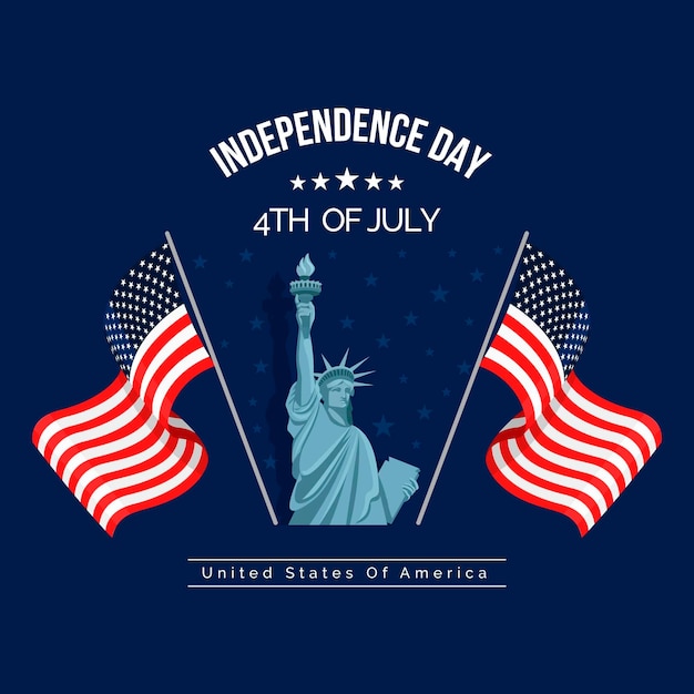 Płaskie 4 lipca dzień niepodległości ilustracja