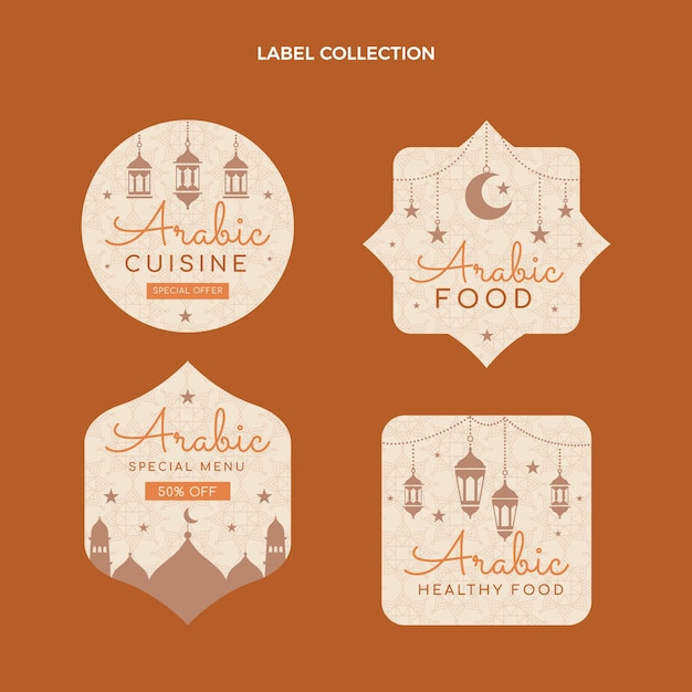 Płaskie arabskie etykiety na żywność