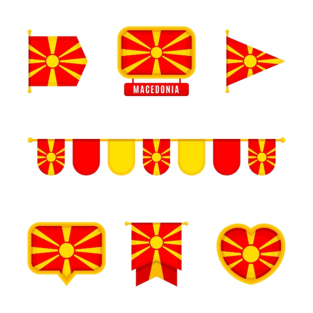 Bezpłatny wektor płaskie emblematy narodowe macedonii