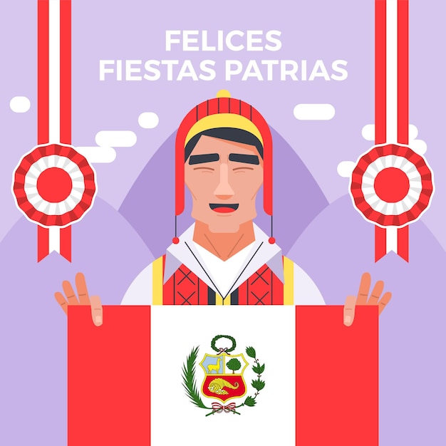 Bezpłatny wektor płaskie fiesty patrias de peru ilustracja