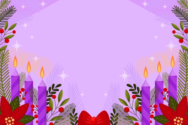 Bezpłatny wektor płaskie fioletowe świece tło adwentowe