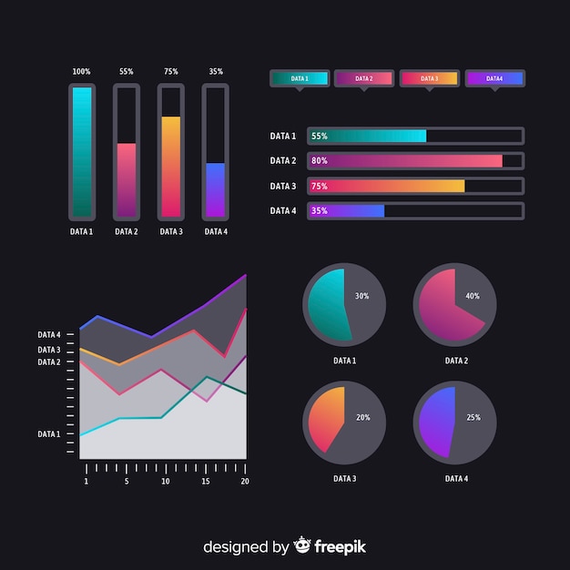 Bezpłatny wektor płaskie gradientowe elementy infographic