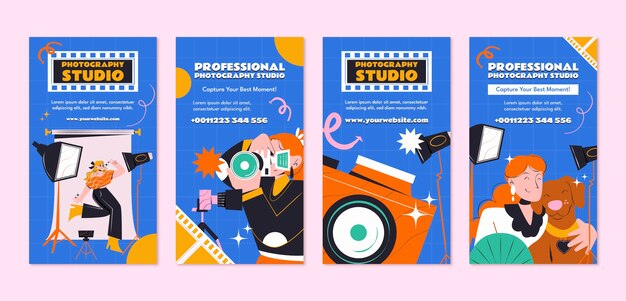Płaskie historie o studio fotografii na instagramie