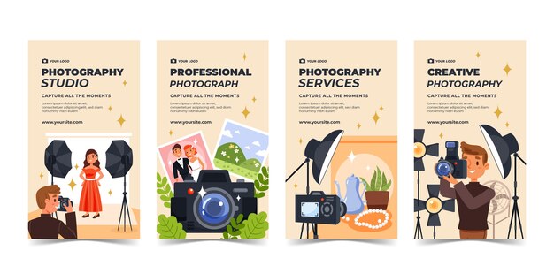 Płaskie historie o studio fotografii na instagramie