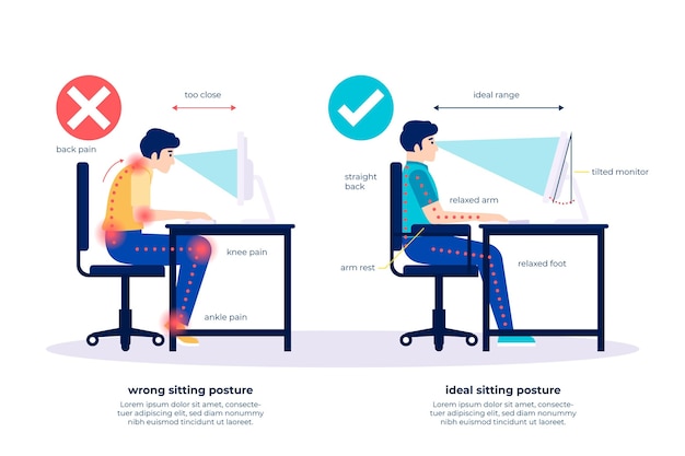 Bezpłatny wektor płaskie infografiki korekcji postawy