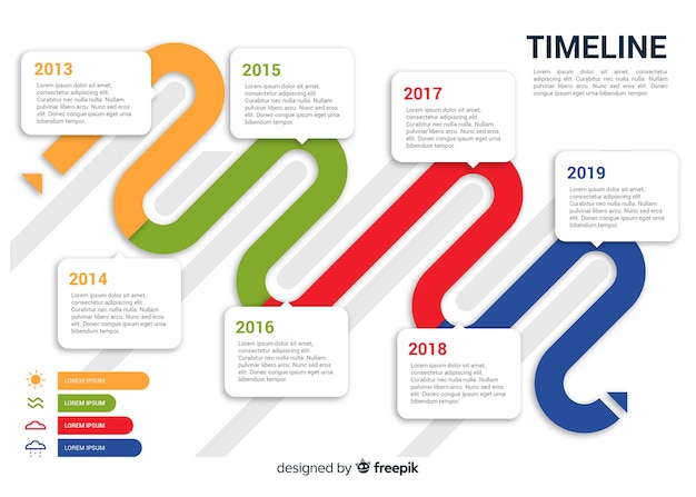 Bezpłatny wektor płaskie infografiki linii czasu