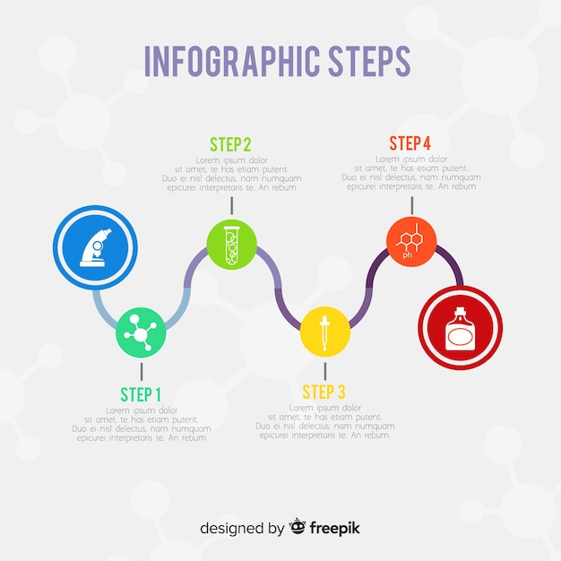 Bezpłatny wektor płaskie infographic kroki