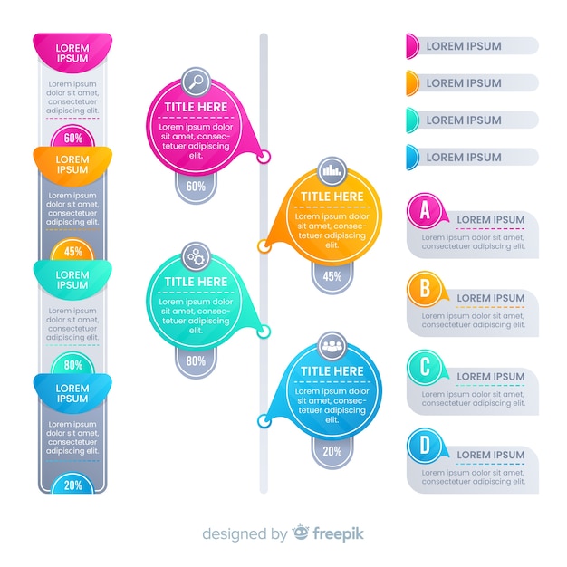 Płaskie Kolorowe Gradientowe Infografiki Elementów