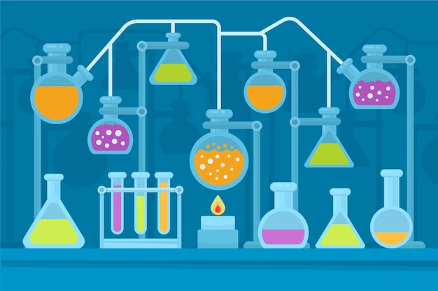 Płaskie Laboratorium Naukowe Chemia Szkło I Płomienie