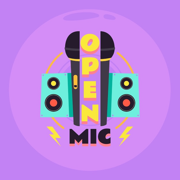 Płaskie logo otwartego mikrofonu