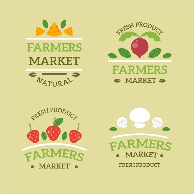 Bezpłatny wektor płaskie logo rynku rolników