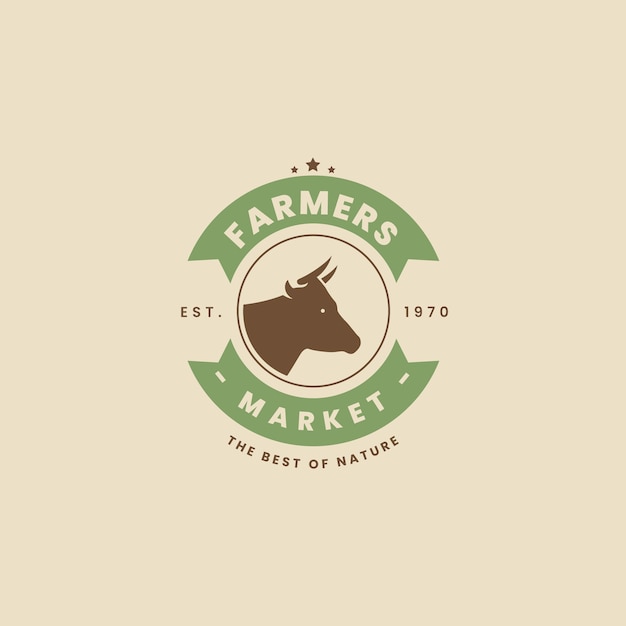 Bezpłatny wektor płaskie logo rynku rolników