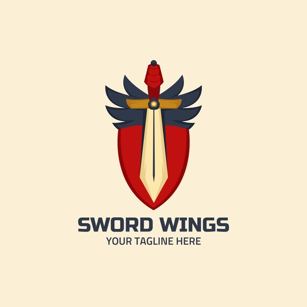 Płaskie logo skrzydła miecza
