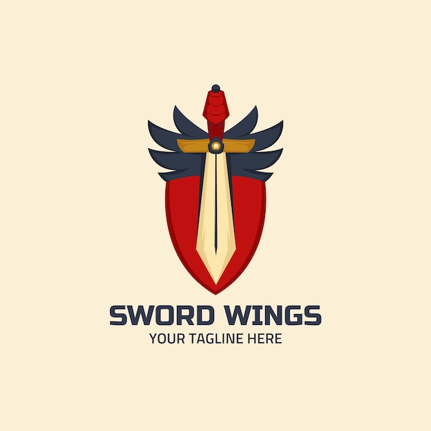 Płaskie logo skrzydła miecza