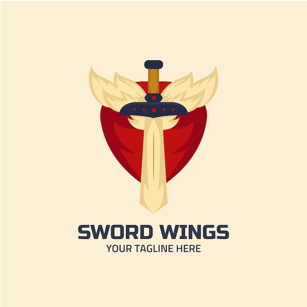 Płaskie logo skrzydła miecza