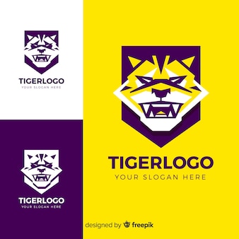 Płaskie logo twarzy tygrysa