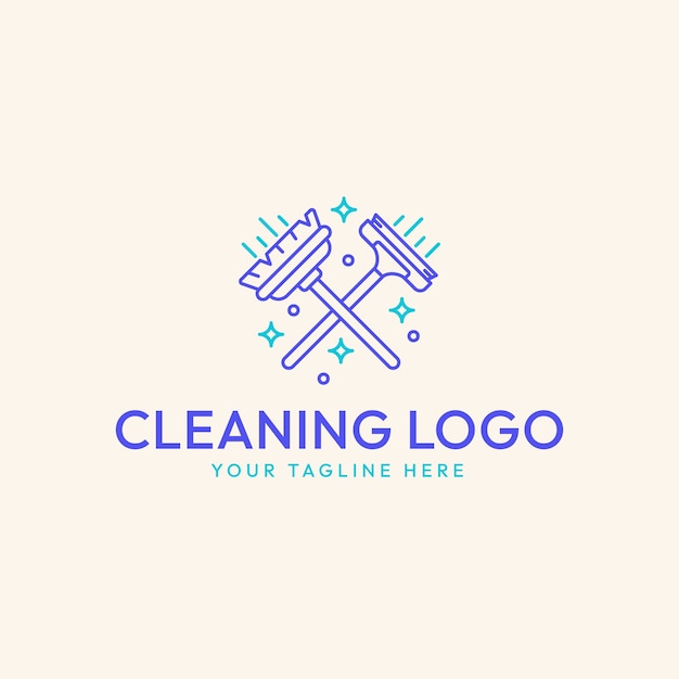 Bezpłatny wektor płaskie logo usługi sprzątania
