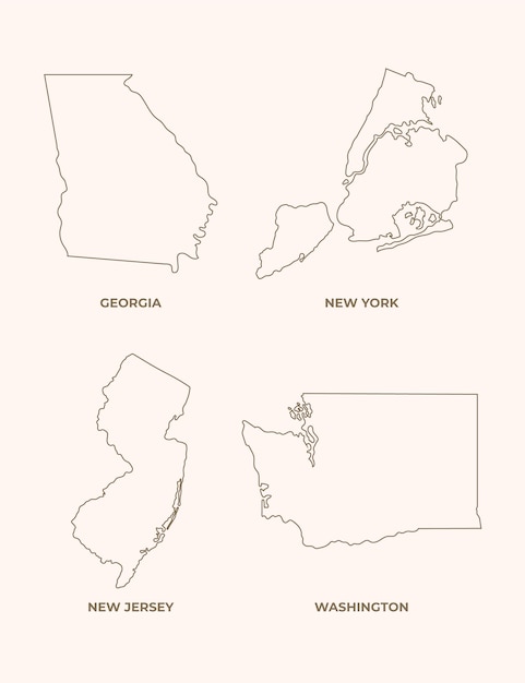 Płaskie mapy konturowe stanów zjednoczonych