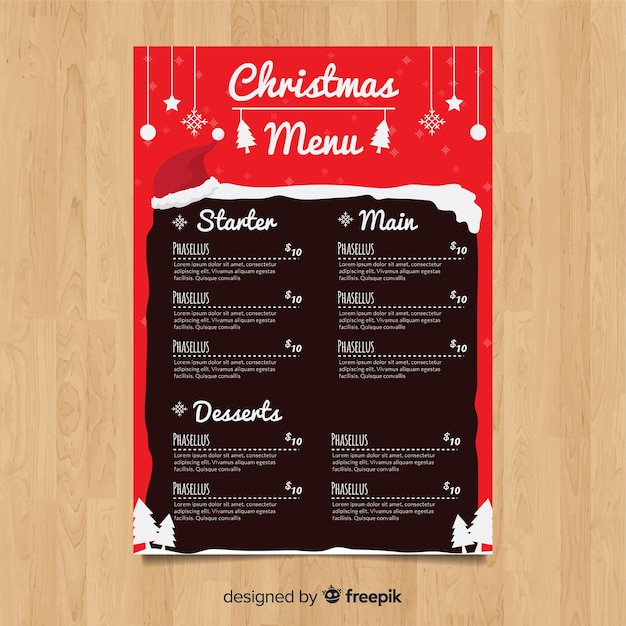 Płaskie Menu świąteczne Menu