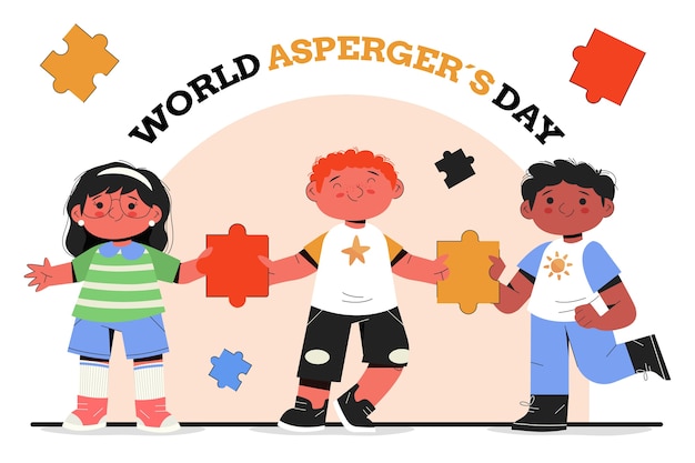Płaskie międzynarodowe tło dnia Aspergera