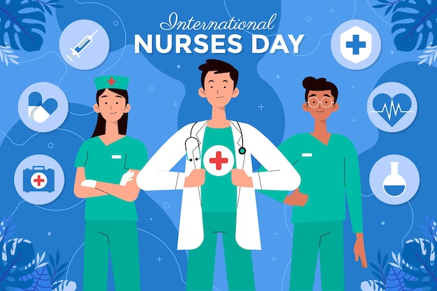 Bezpłatny wektor płaskie międzynarodowe tło dnia pielęgniarek