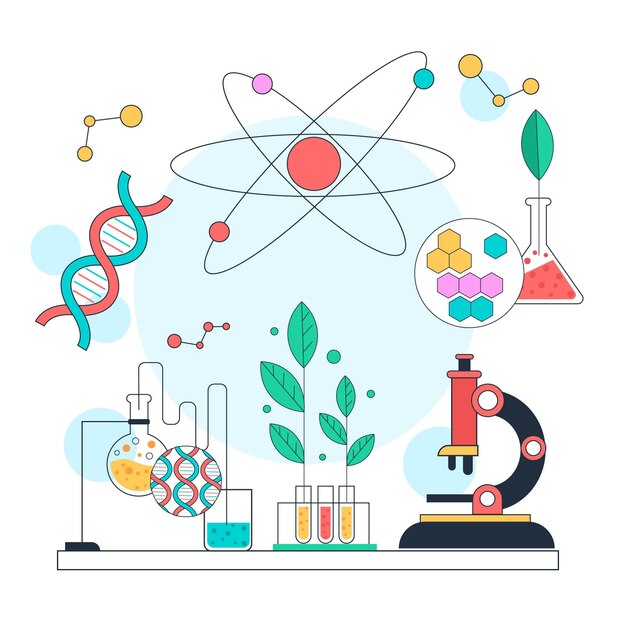 Płaskie nauki ilustracja koncepcja biotechnologii