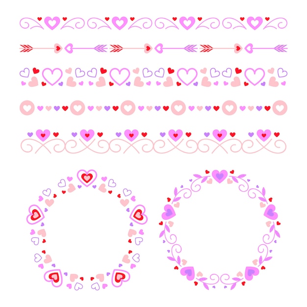 Bezpłatny wektor płaskie obramowania serca i ramki