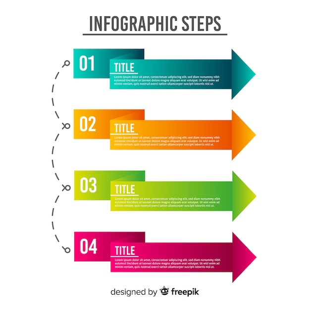 Płaskie Strzałki Infographic Kroki
