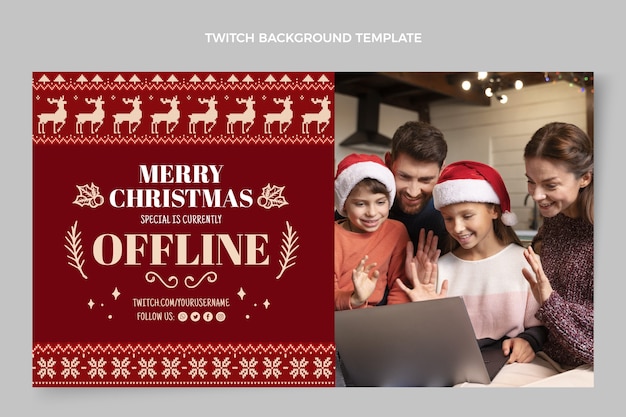 Bezpłatny wektor płaskie świąteczne tło twitch