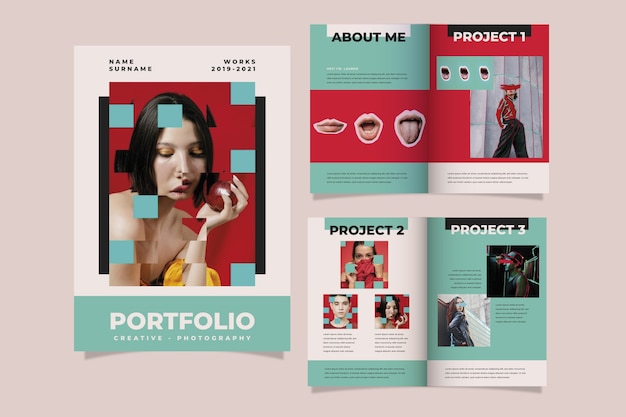 Płaskie szablony kreatywnego portfolio