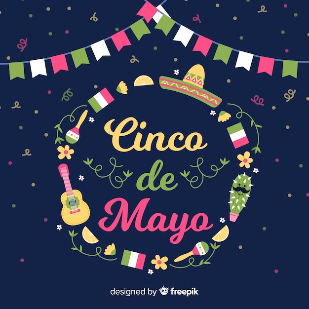 Bezpłatny wektor płaskie tło cinco de mayo