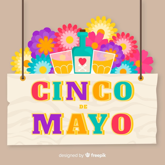 Bezpłatny wektor płaskie tło cinco de mayo