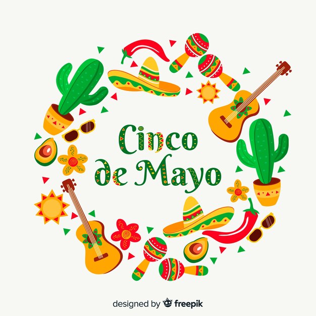 Płaskie tło Cinco de Mayo