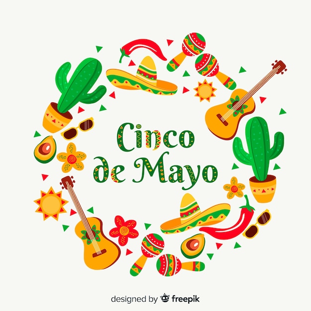 Płaskie tło Cinco de Mayo