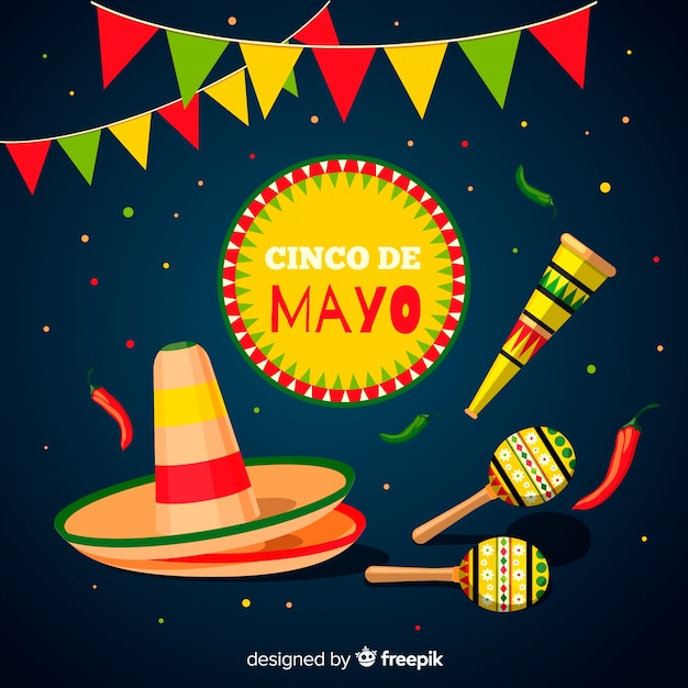 Płaskie Tło Cinco De Mayo