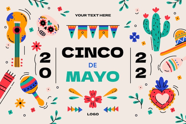 Płaskie Tło Cinco De Mayo