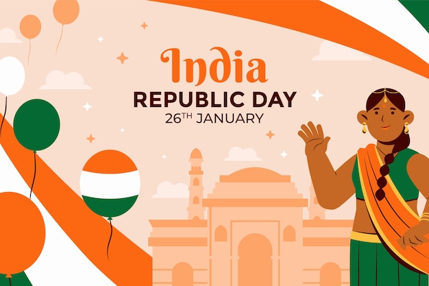 Bezpłatny wektor płaskie tło dla indyjskiego obchodów dnia republiki