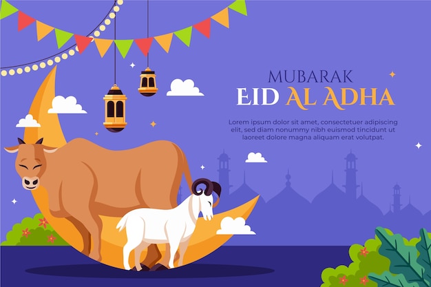 Płaskie Tło Dla Islamskich Obchodów Eid Al-adha