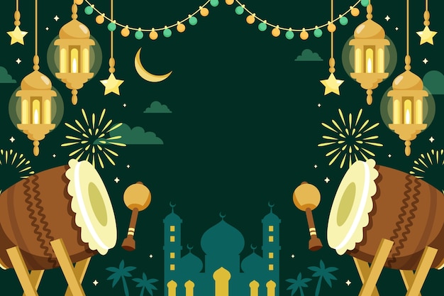 Płaskie tło dla islamskiego święta ramadanu