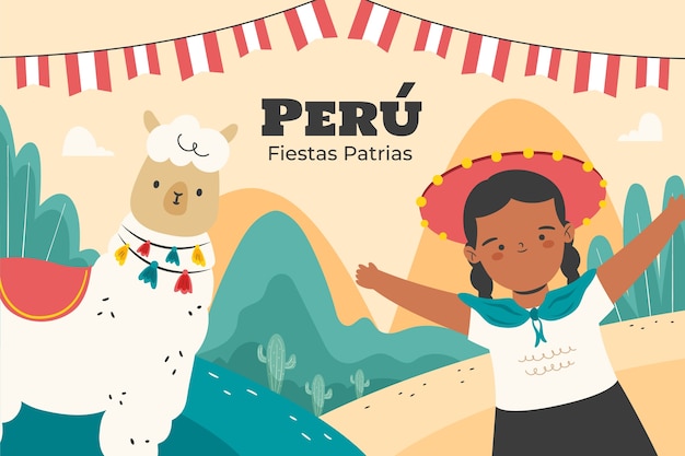 Bezpłatny wektor płaskie tło dla obchodów peruwiańskich fiestas patrias