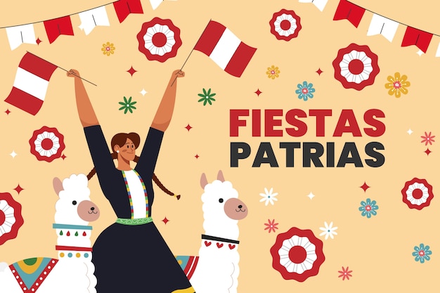 Bezpłatny wektor płaskie tło dla obchodów peruwiańskich fiestas patrias