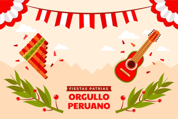 Bezpłatny plik Wektor płaskie tło dla obchodów peruwiańskich fiestas patrias