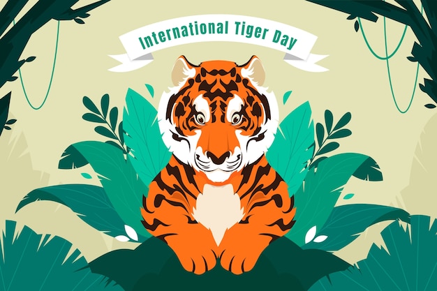 Bezpłatny wektor płaskie tło dla świadomości międzynarodowego dnia tygrysa