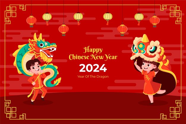 Płaskie tło do obchodów chińskiego Nowego Roku